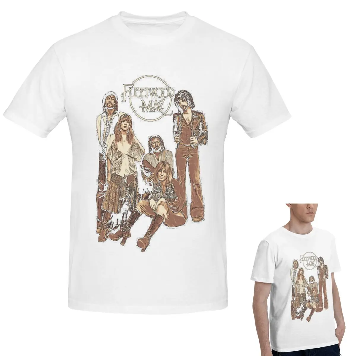 

Винтажная футболка Fleetwood Mac из 100% хлопка, мужская классическая футболка большого размера, мужские летние рубашки с круглым вырезом, топы, S-6XL