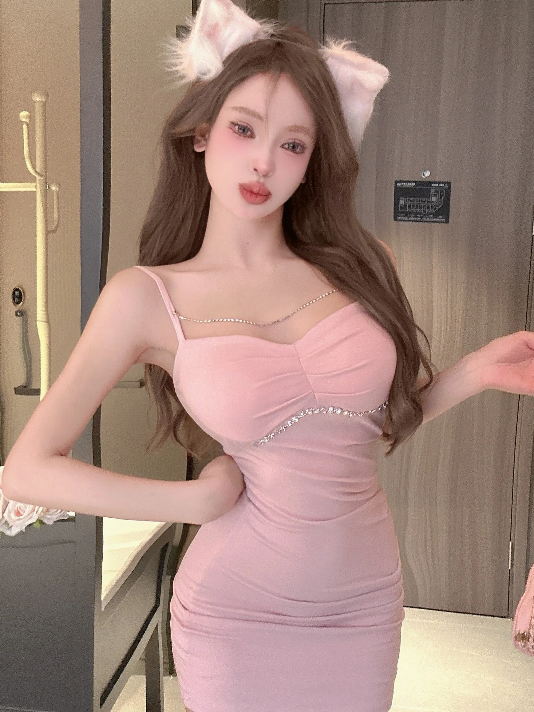 Sexy Diamond Flashing Strapless Slimming Short Skirt Night Club Workwear Bathing Technician Polyester Composite Elastic Fiber...