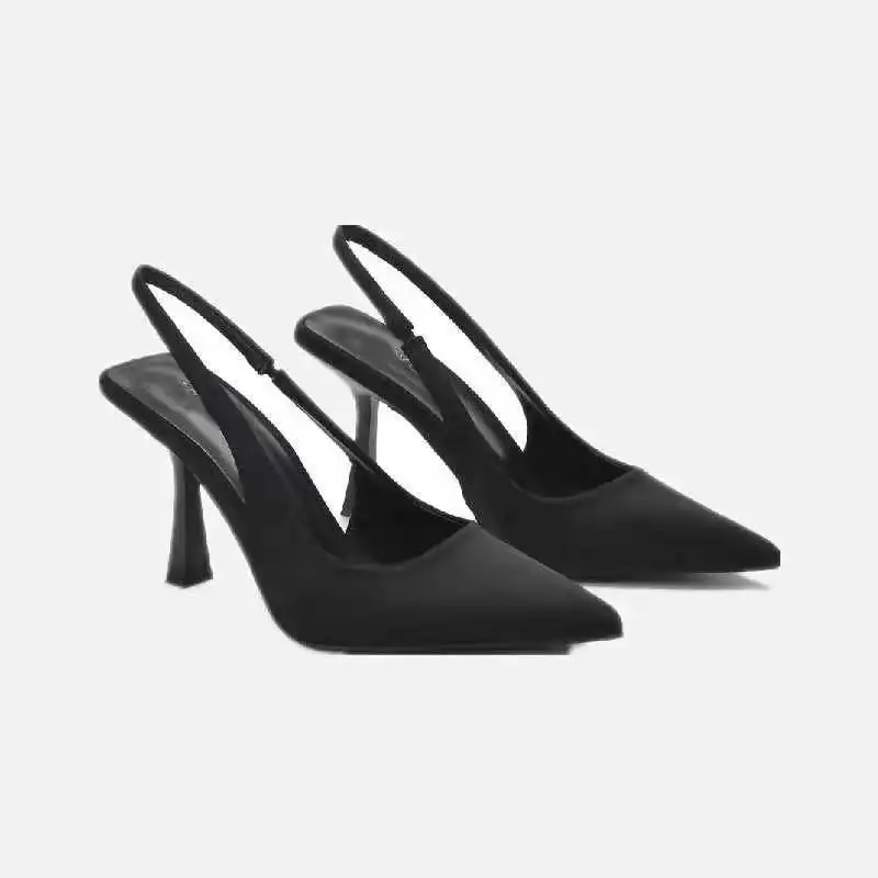 Heeled Sandals Shallow Mouth Comfort Shoes for Women Large Size Black Lace Up Girls 2022 Clear Pointed Stiletto High image 4