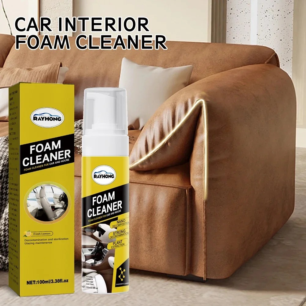 Powerful Decontamination Multi-Purpose Car Interior Foam Cleaner 100ML Anti-aging Leather Clean Wash Auto Maintenance Tool