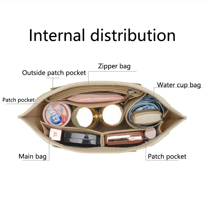 Felt Insert Bag Fits for Longchamp Handbag Portable Purse Organizer Liner Support Travel Makeup Inner Storage Bag