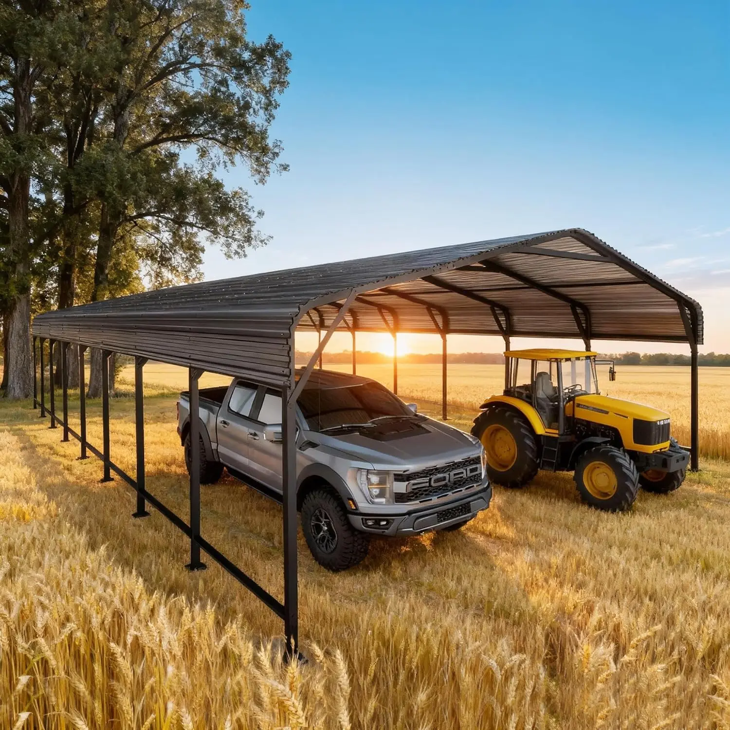 

20x40 FT Heavy-Duty Galvanized Steel Carport Shelter for Pickup Truck Motorcycle Boat Car Tractor, Customized