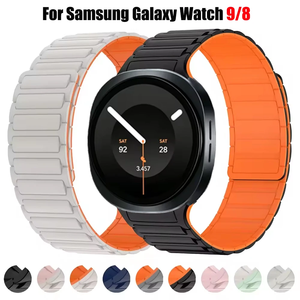 Sport-Silikonarmband für Samsung Galaxy Watch 9/8 40mm 44mm Magnetisches Ersatzband für Galaxy Watch 8 Classic 46mm Armband