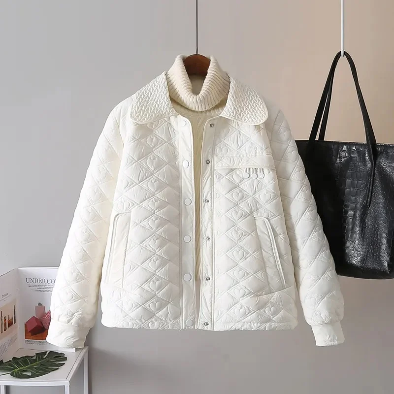 Chaqueta acolchada de algodón ligera para mujer, Parkas cortas con diamantes, Abrigo acolchado de algodón cálido, Top suelto para mujer, nueva moda de invierno 2024