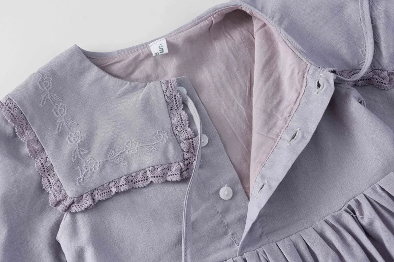 Herfst nieuwe borduurwerk jurk met lange mouwen voor meisjes nieuwe baby kinderen katoenen jurk