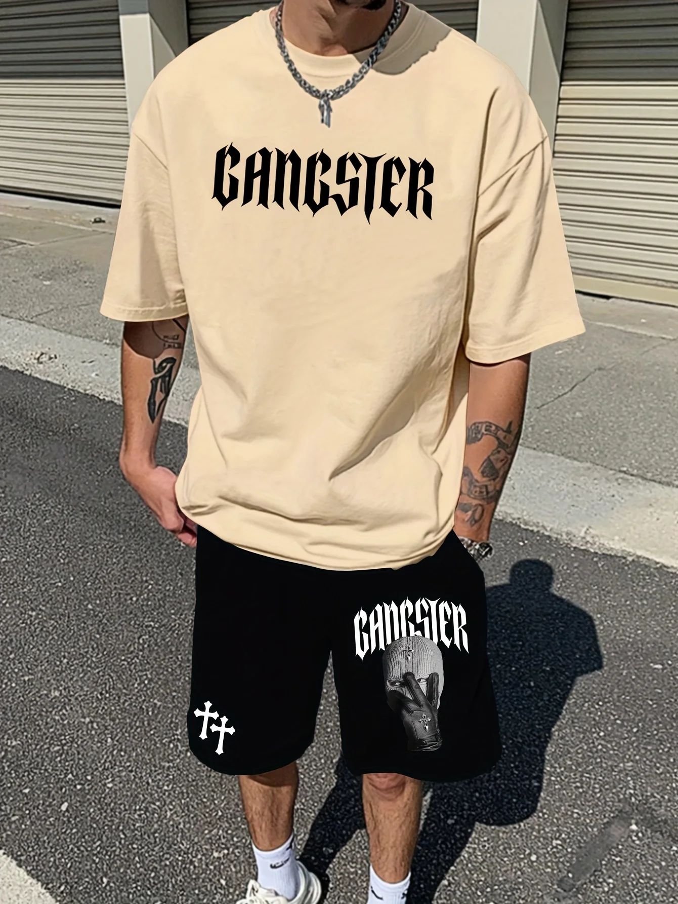 

A new summer 2025 sporty casual and fashionable 3D letter printed loose comfortable breathable and lightweight men's suit