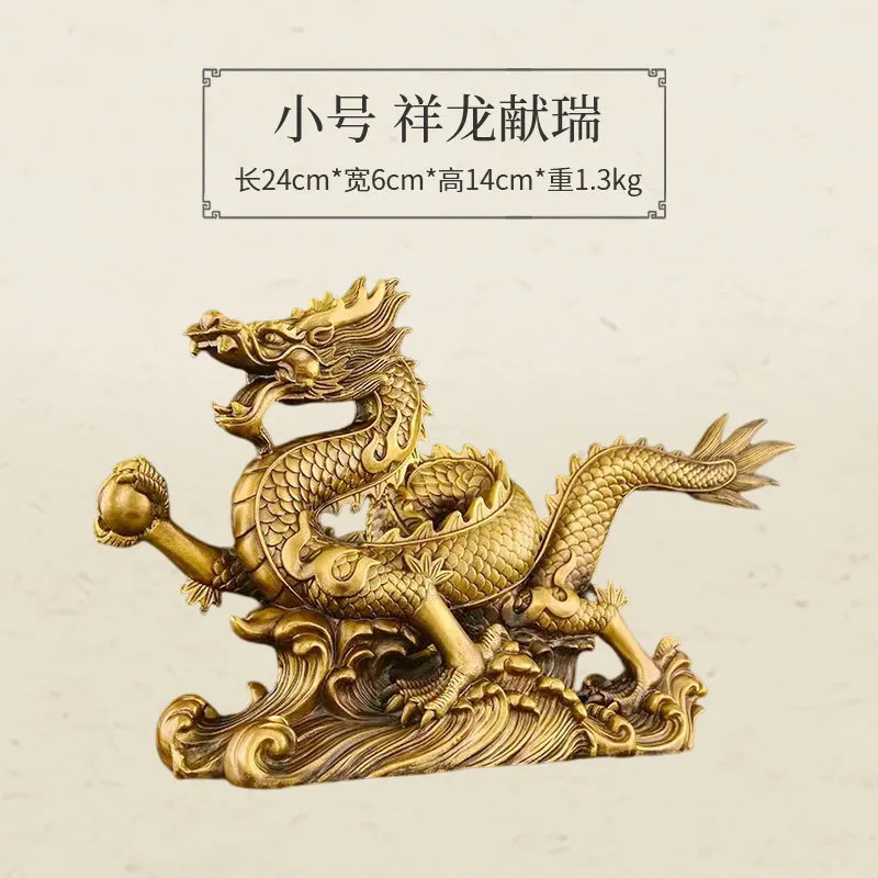 Pure Brass Five-Claw Zodiac Dragon Ornament, Symbolizing Prosperity Good Fortune, Suitable For Offices, Shops, And Li