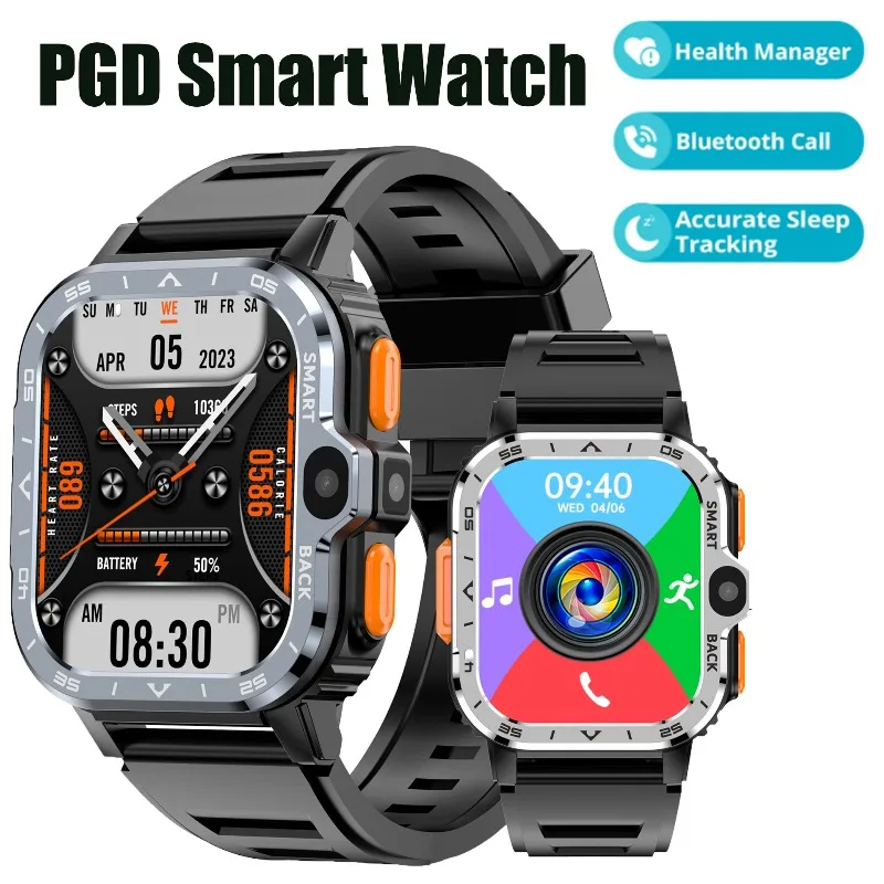 

PGD Smart Watch, Full-Netcom SIM Card Supported Dual Cameras for Video Call Built-in GPS, Health Monitoring & NFC Access Control
