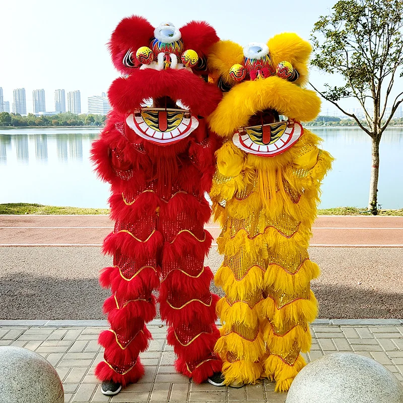 Single Lion Dance Adult Style Complete Set of Small Lion Wool Lion Head Performance Costumes and Props