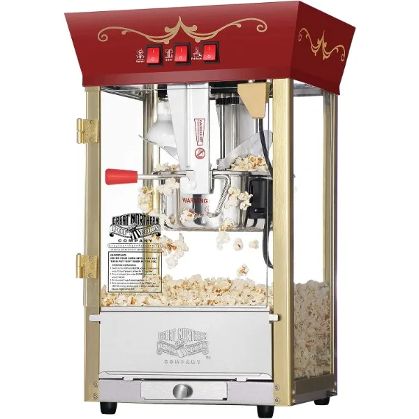 

Matinee Popcorn Machine - 8oz Popper with Stainless-Steel Kettle, Reject Kernel Tray, Warming Light, and Accessories by Great