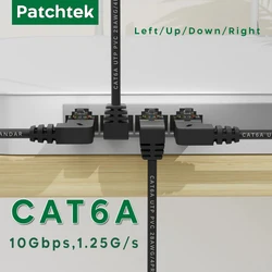 Patchtek-Câble Ethernet Cat6a RJ45, angle de 90 degrés résistant, mince et droit, stocke vers le bas, câble Ethernet résistant à 90 degrés, 10Gbps pour PS5, boîtier d'ordinateur portable