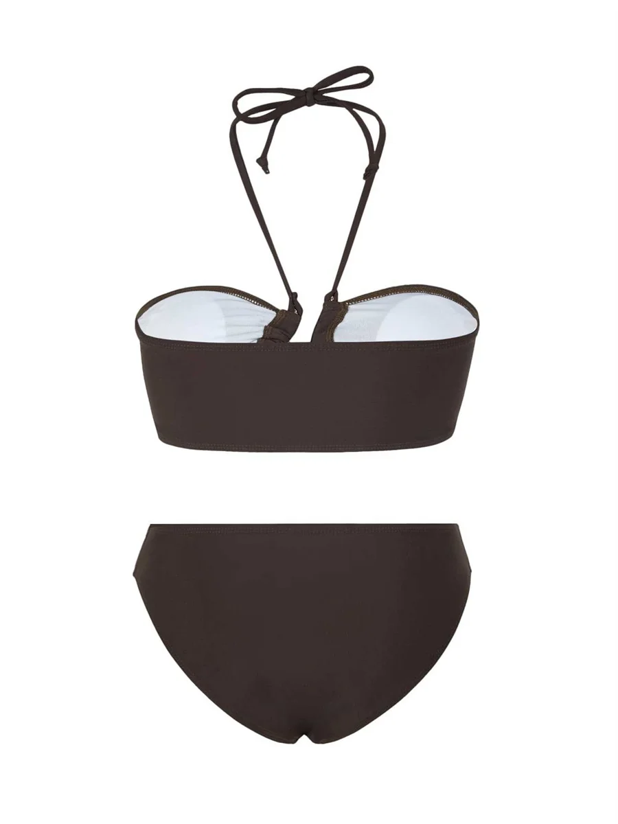 Set bikini da 3 pezzi Costumi da bagno femminili 2025 Costume da bagno sexy a fascia Halter Costume da bagno Cvoer ups Beach Maxi Dress Gonna lunga