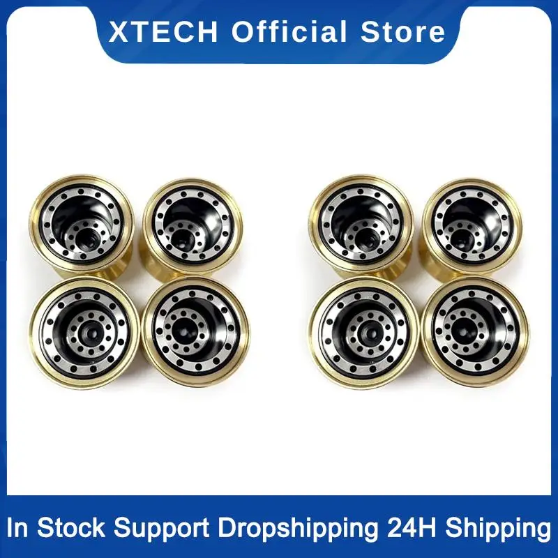 

XTECH 8Pcs Brass Clamp Ring Metal 1.0 Wheel Rim Wheel Hub For FMS FCX24 Max Smasher 1/24 RC Crawler Car Upgrade Parts,1