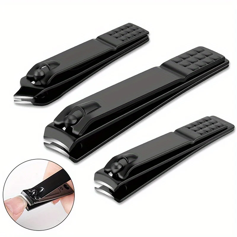 4-piece black stainless steel nail clipper with nano glass file polishing nail file manicure tool set