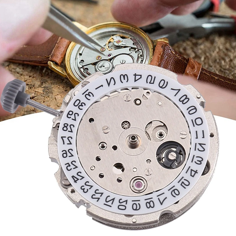 B-M 1 PCS 8215 Movement 21 Jewels Automatic Mechanical 3 O'clock High-Precision Movement Silver Metal