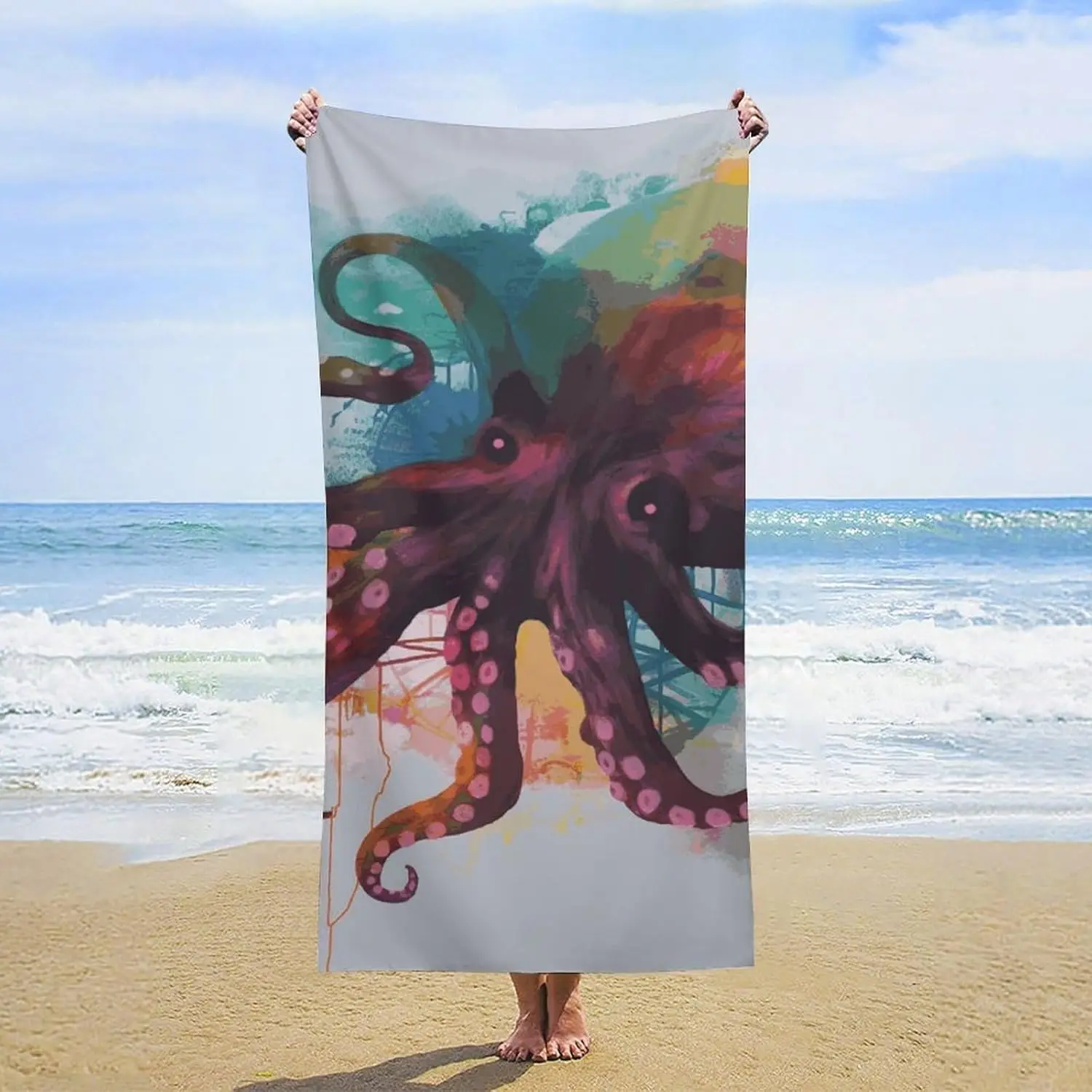Quick Dry Colorful Octopus Bath Towels Sand Free Pool Towel Super Absorbent Travel Turkish Towel for Adults Personalized Bath