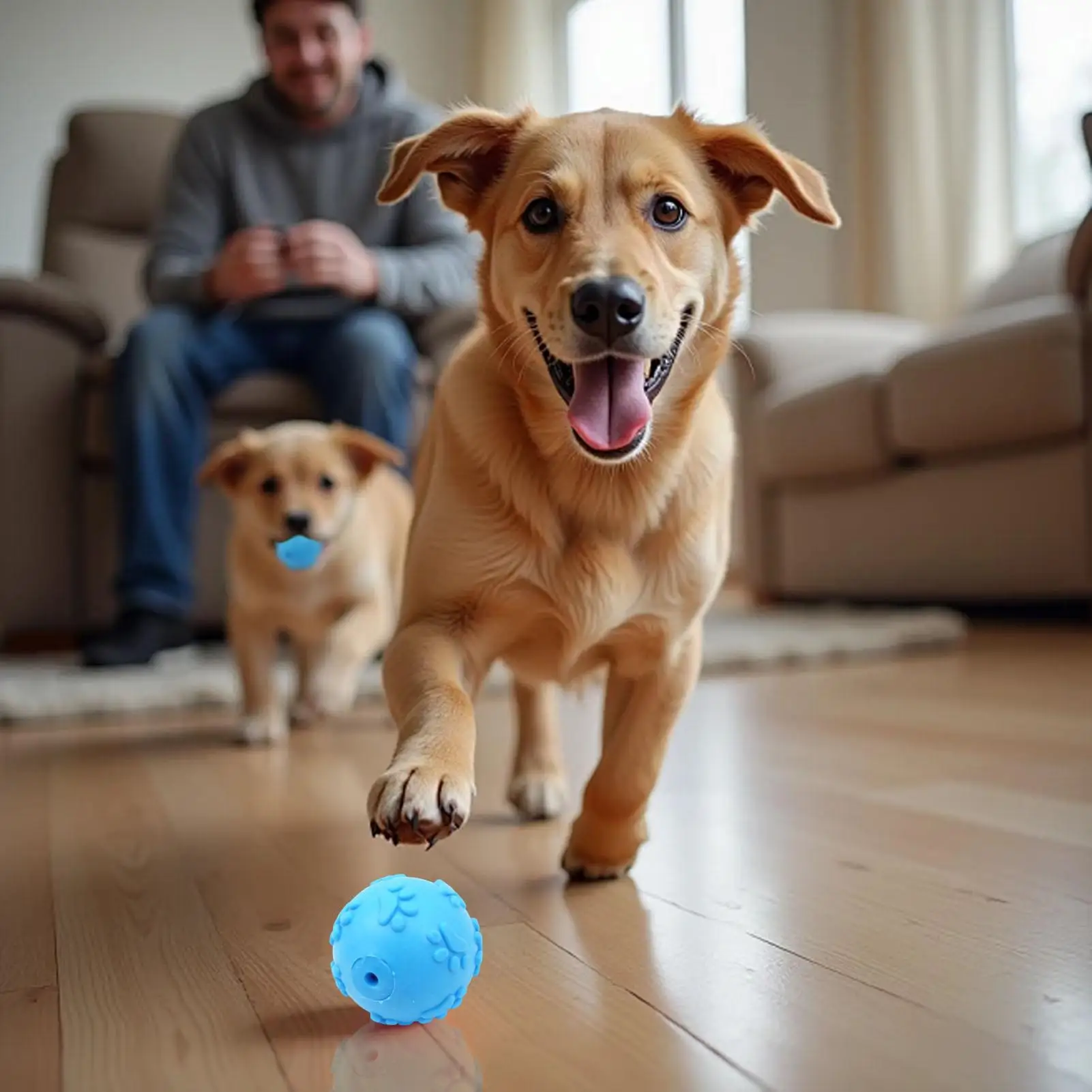 Dog Training Elastic Ball Footprint Squeaky Floating Rubber Play Toy Teeth Clean Interactive Accessory For Corgi Golden Retrieve