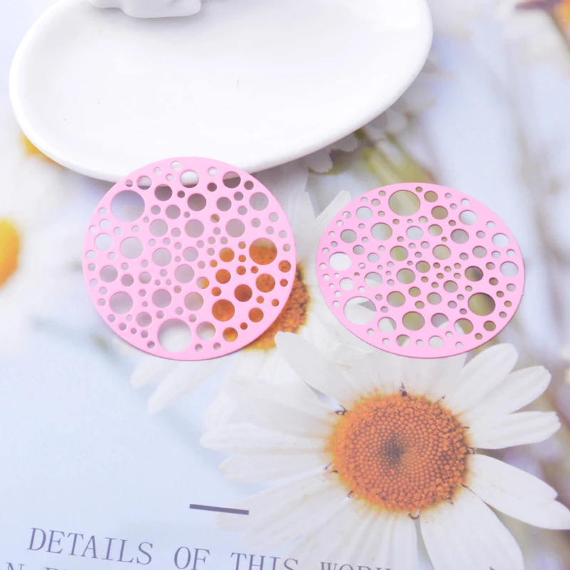 20 Stück AB2594 Messing Goldfarben 50mm Große Runde Charms Verbinder Rhodiumbeschichtet Bunte Anhänger für DIY Schmuckherstellung – Detail 5