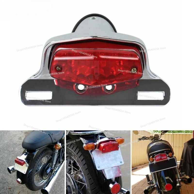 For Retro LED Taillights Night Lights, Brake Lights, Rear License Plate Lights for General Motorcycle Modification Accessories