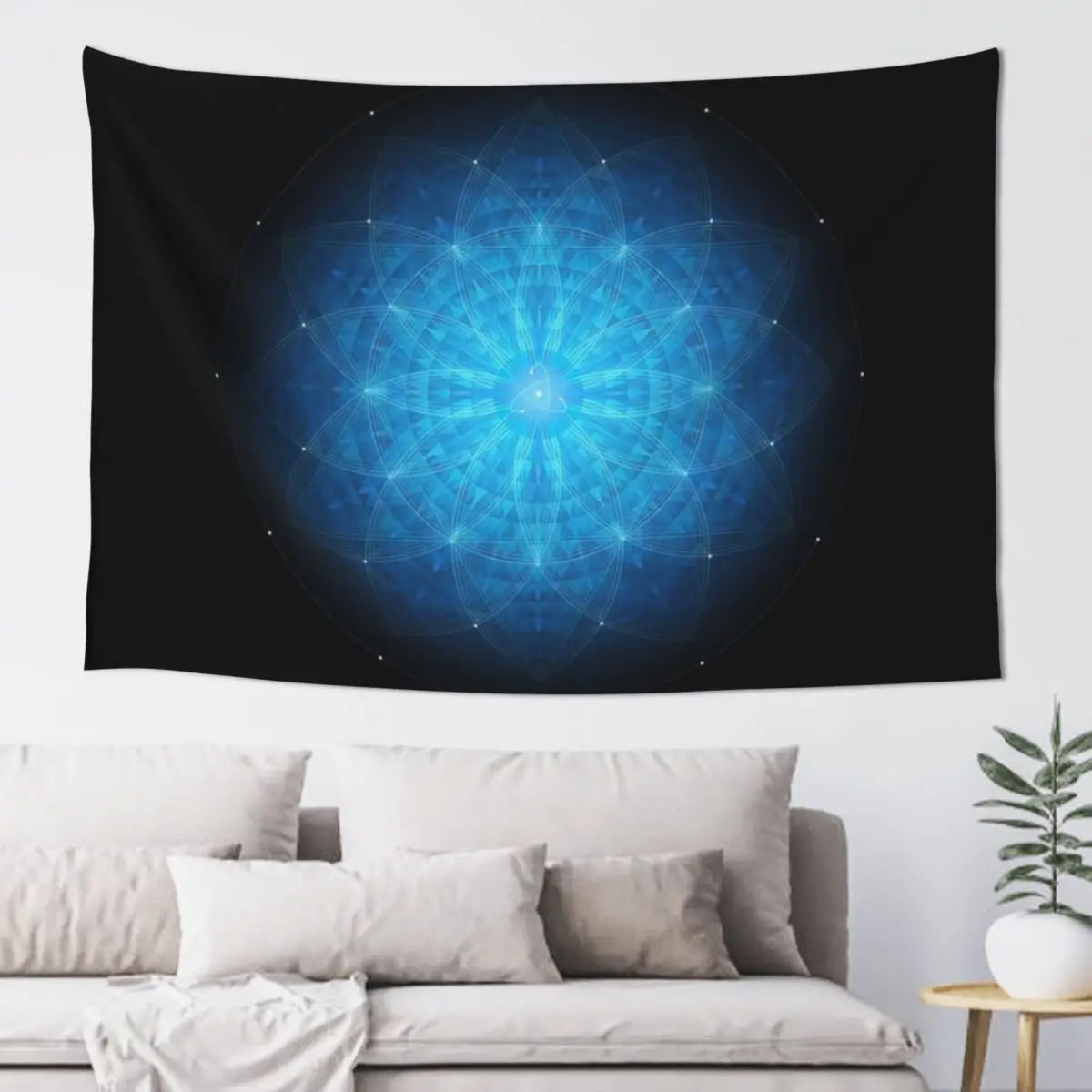 

Enigma. Deep blue mandala. Sacred geometry Tapestry Home Decor Aesthetic Bedroom Decorations Tapestry