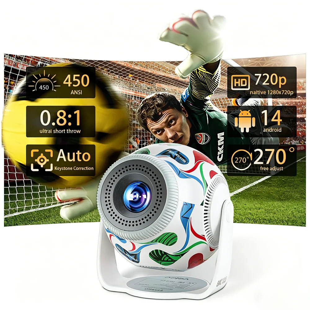 

Velec TP360F Android14 Smart Projector 450 ANSI 720P 8K Video Decode Auto Focus Portable Outdoor Movie Projector Home Theater
