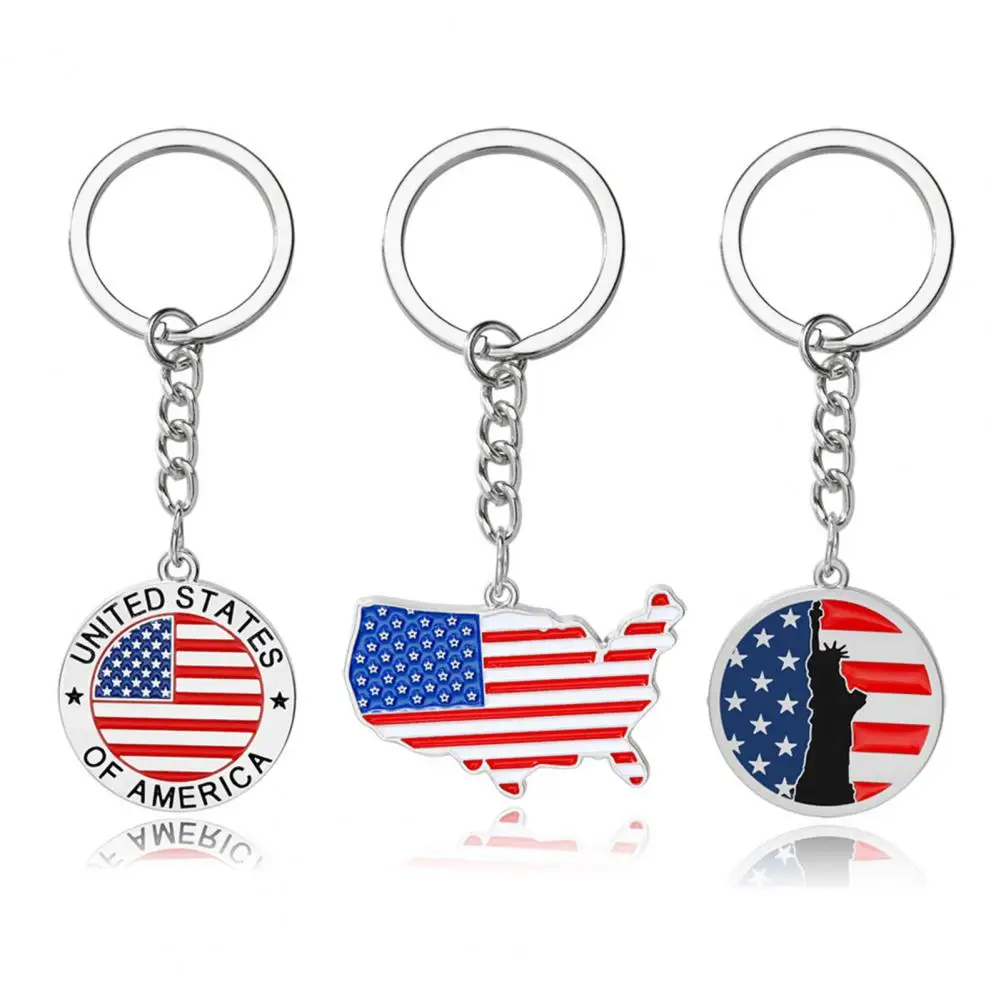 Compact Lightweight Keychain Political Enthusiasts Metal Keychain Set Goddess Shape Us Flag Pattern Keep America Great for Trump