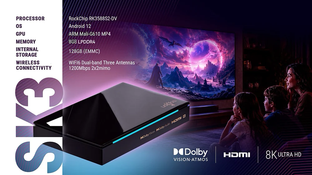 UGOOS Rockchip RK3588S2-DV TV BOX Android 12 LPDDR4 8GB 128GB Support Dolby Vison Dolby Audio AV1 WiFi6 BT Set Top Box