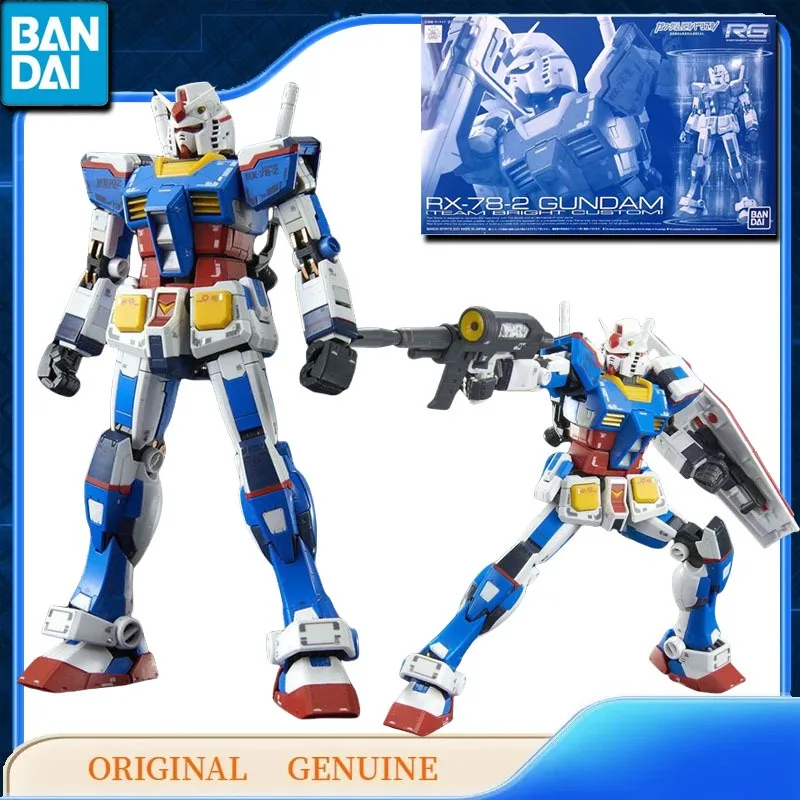 

Bandai Original Genuine RG RX-78-2 GUNDAM TEAM BRIGHT CUSTOM Anime Action Figures Toys Kids Gift Assembly Model Ornaments