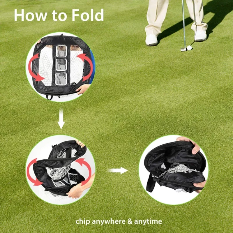 Foldable Golf Chipping Net for Backyard Indoor Portable Target Practice Golf Accuracy Swing Training Aid Pop Up Golf Hitting Net