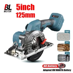 Brushless Circular Saw 5 Inch 125mm Multifunctional Cutting Tool Handheld Cordless Electric Chainsaw for Makita 18V Battery