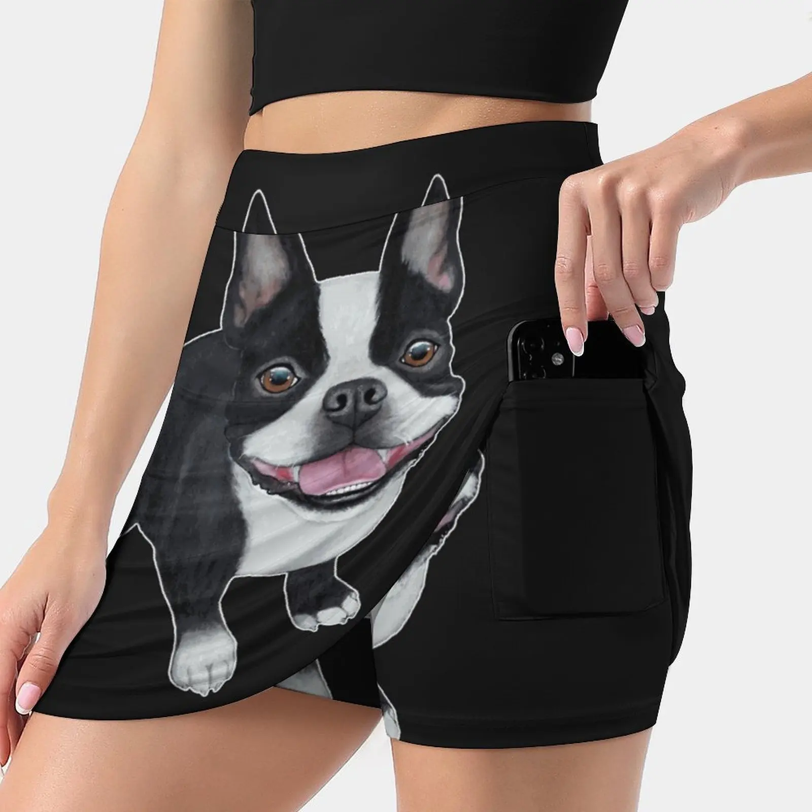 Boston Terrier Women's skirt Sport Skort Skirt With Pocket Fashion Korean Style Skirt 4Xl Skirts Canine Dog The Gentleman Toy