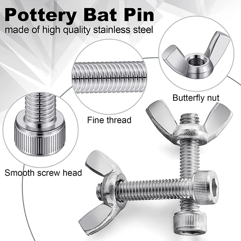 Best 10 Sets Pottery Bats Pins For Wheel Stainless Steel Bat Pins Ceramic Pottery Tools Works For Throwing Bats Replacement