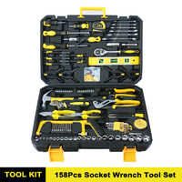 158Pcs Multi Function Car Socket Ratchet Wrench Auto Repair Tool Kit Portable DIY Hand Tool Set Househol Beginner Repair Tool