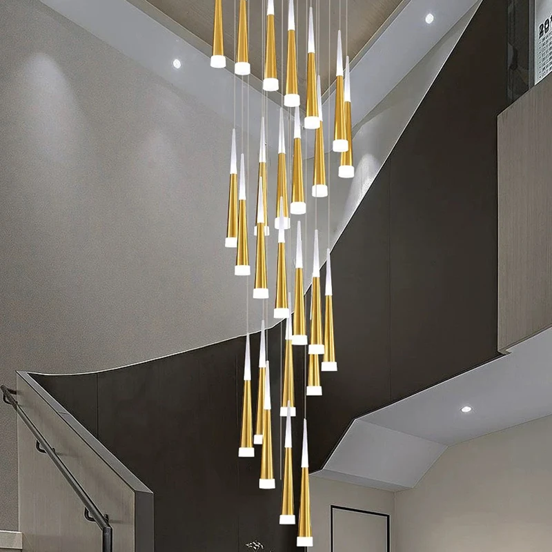 Luces led modernas para decoración del hogar, lámparas colgantes para escaleras, candelabros para sala de estar, iluminación interior