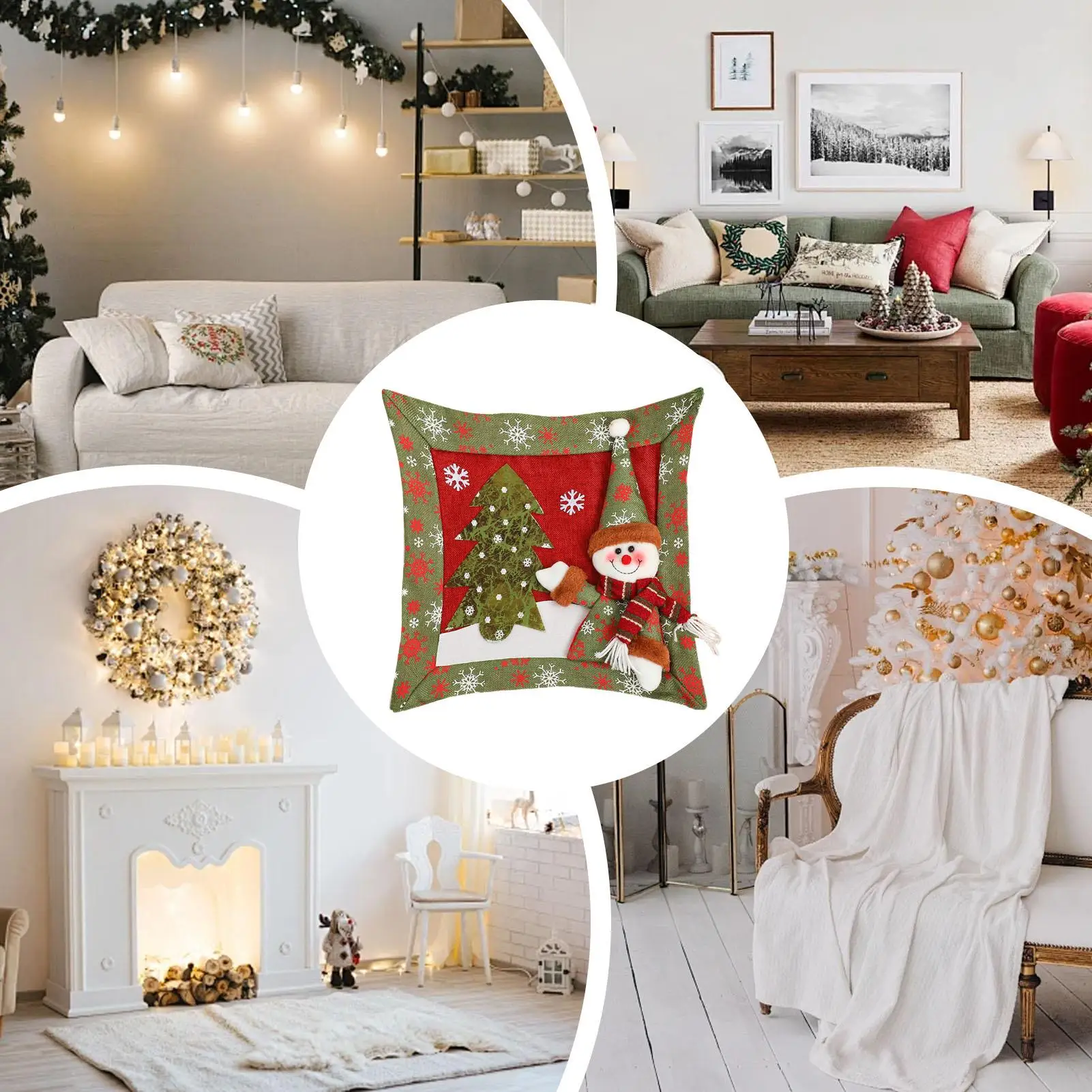 

Рождественская наволочка 15x15 дюймов, рождественская тема, мягкая наволочка, наволочка с дизайном елки и снежинки для дома, гостиной