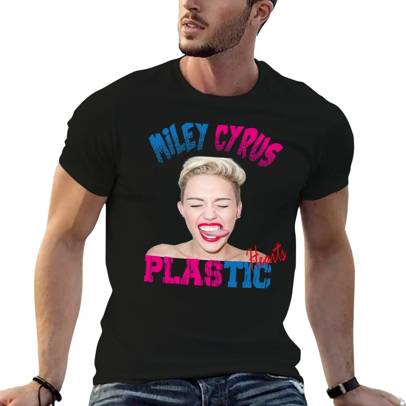 Miley-Plastic Hearts T-Shirt funny gifts sublime mens graphic t-shirts funny