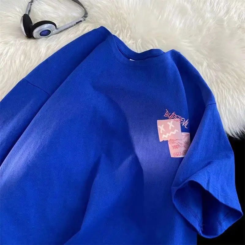 DAYIFUN-Women's Letter Printed T-shirts Short Sleeve O Neck Tops Female Tees Harajuku Oversized Casual High Street Unisex Tshirt