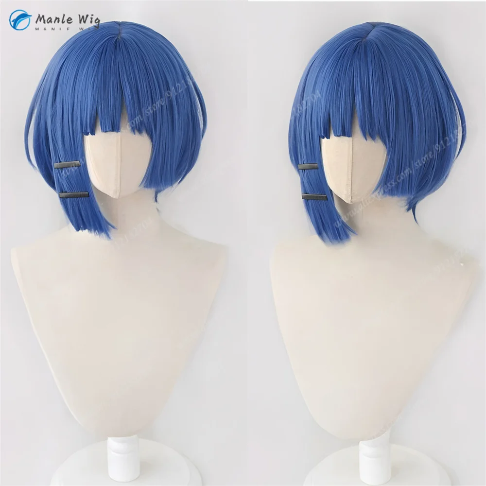 

Yamada Ryo Cosplay Wig Blue Short BOBO Wigs Heat Resistant Synthetic Hair For Women Halloween Cosplay Anime Wig + Wig Cap