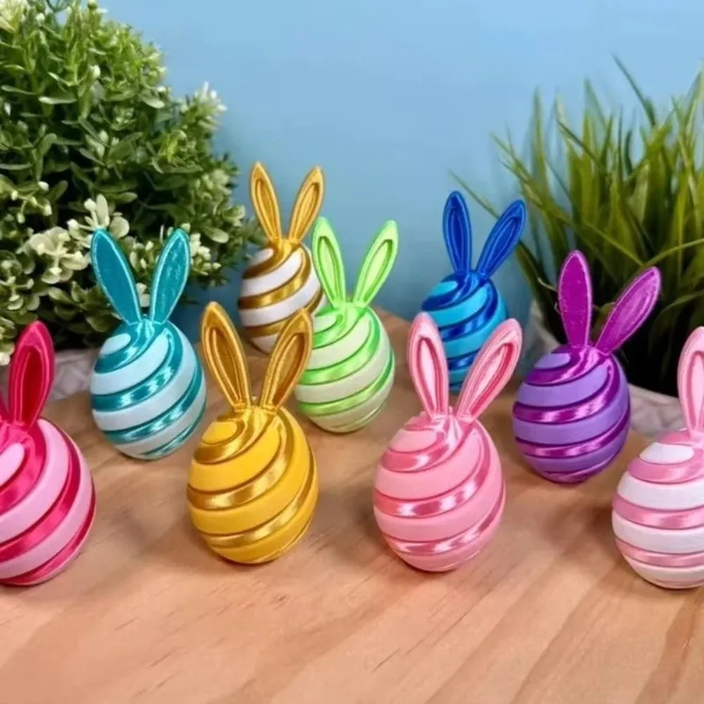 

Милая сенсорная игрушка: 3D-печатные яйца-кролики, красочные забавные фиджет-игрушки с функцией вращения, вращающиеся яйца-кролики, настольное украшение