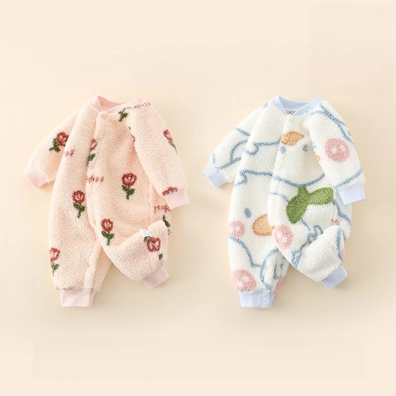 Autumn Winter Baby Romper Thicken Newborn Thermal Onesie Warm Infant Jumpsuit Toddler Romper Cute Cartoon Print