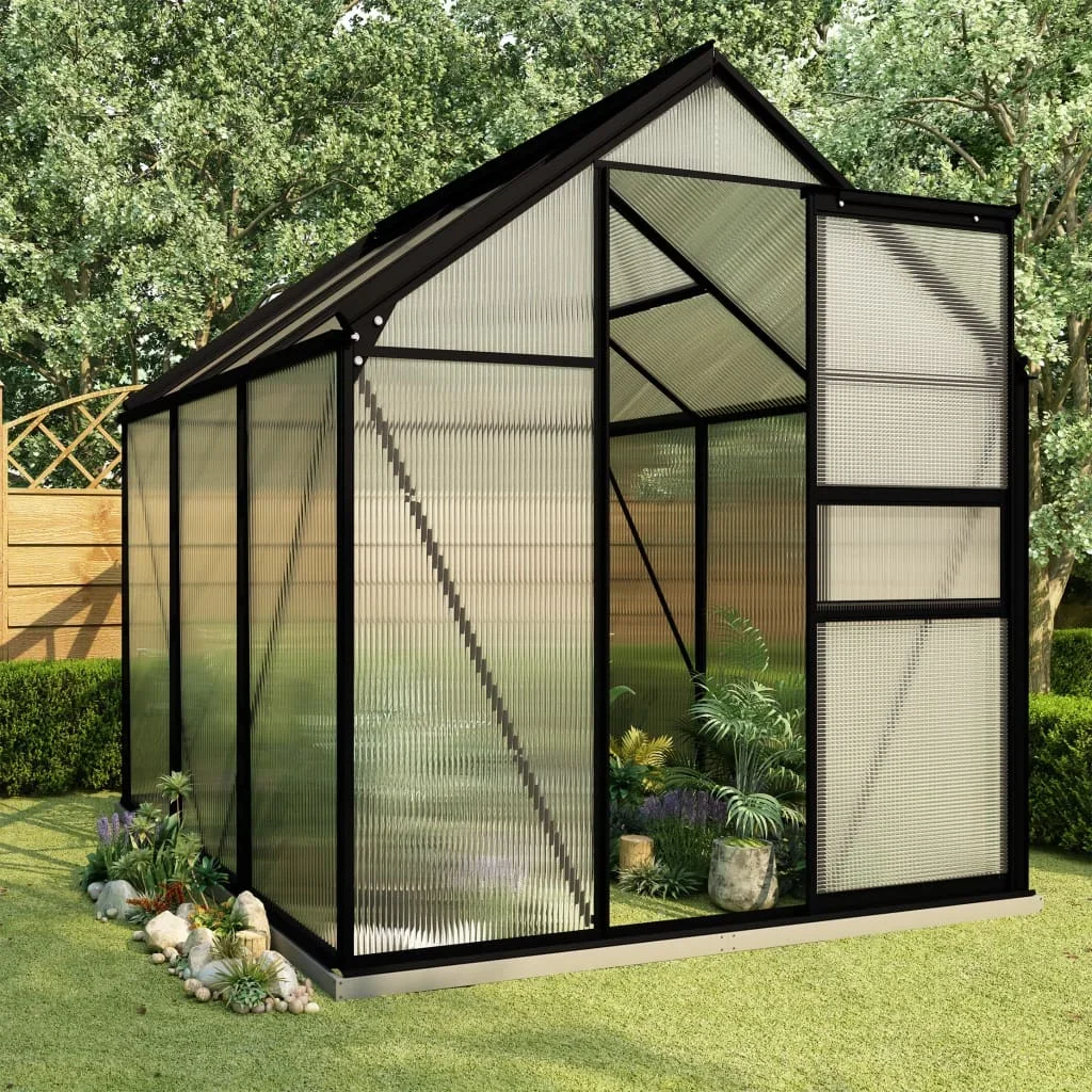 Aluminum anthricite base frame greenhouse, winter-proof Polytunnel garden greenhouse