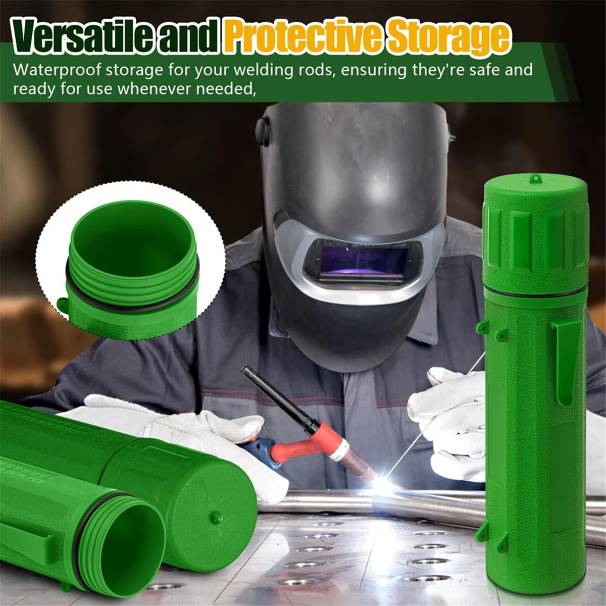 

A05R05 4 Pcs Electrode Rod Storage Tube 14 Inch Welding Rod Storage Airproof Welding Rod Container Waterproof Green
