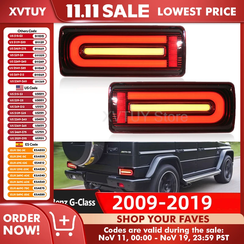 

Tail Lights for Mercedes-Benz G Class G500 G350 G55 G63 W463 2009-2019 Rear Fog Light Brake Driving Fog Dynamic Turn Signal Lamp