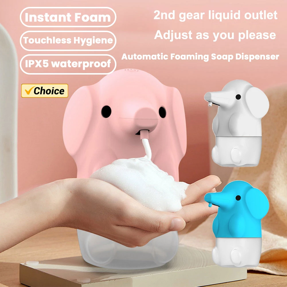 Cute Elephant Automatic Foaming Soap Dispenser Touchless Dish Soap Dispenser Hands Free Auto Soap Dispenser for Bathroom Kitchen