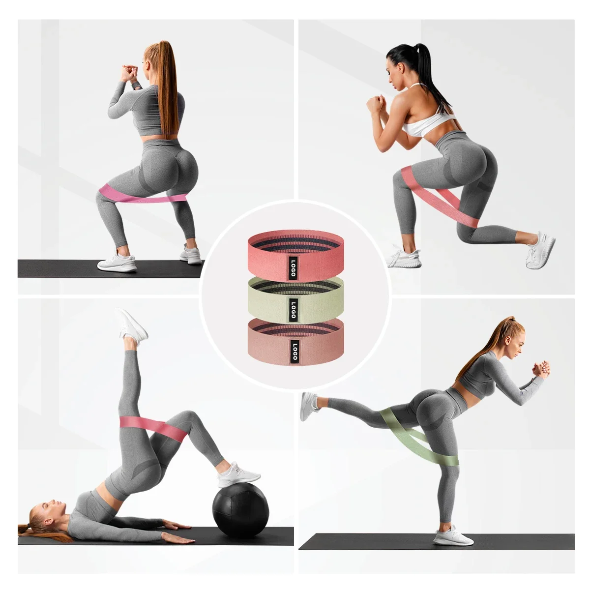 Factory Custom  Nude Fabric Resistance Bands Set Thick Workout Bands Fitness Exercise Hip Booty Bands