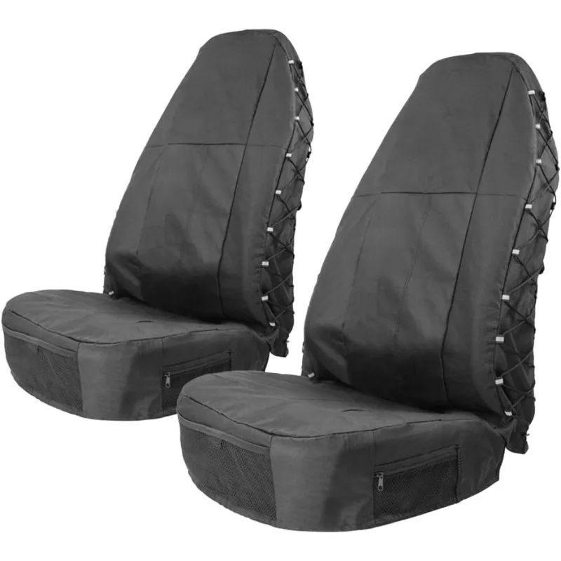 

Waterproof Front Seat Covers High Back Seat Cover Bucket Seat Covers with Multi-Pockets for Semi Truck Cars Van SUV Pickup