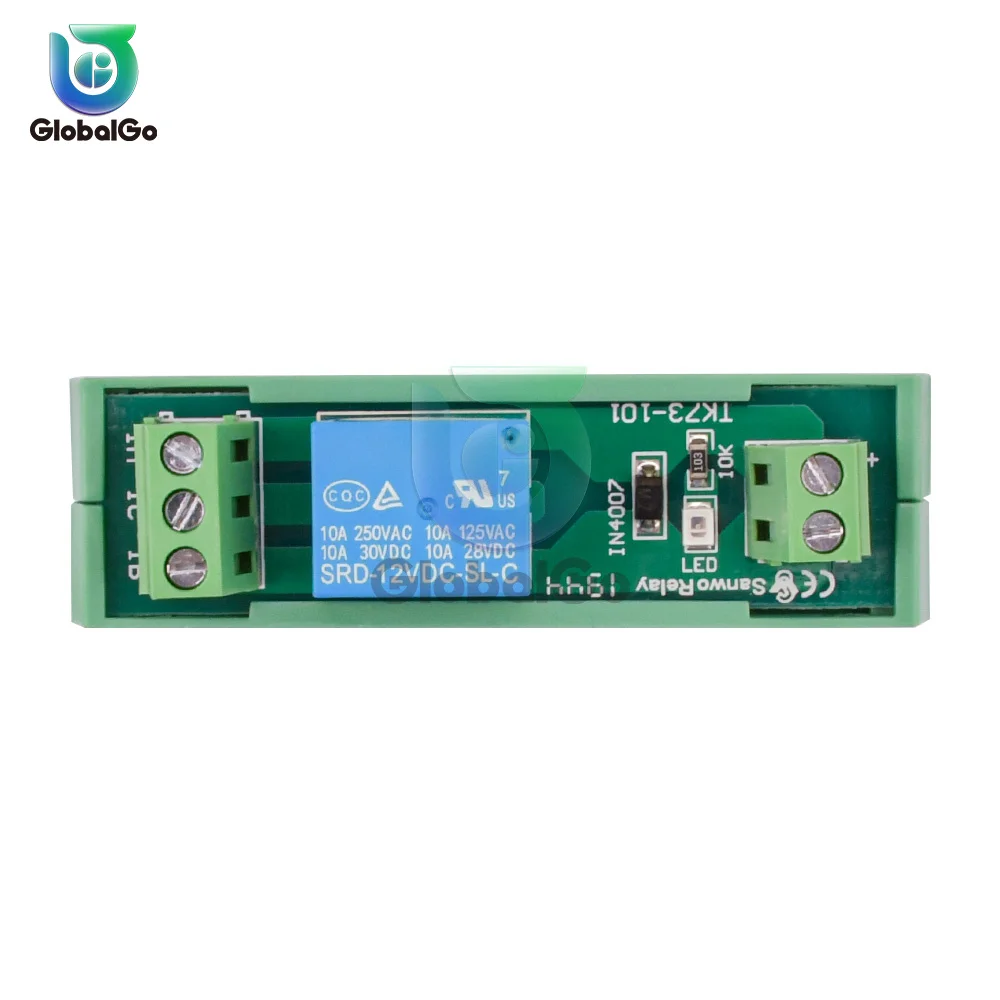 250V AC 10A 30V DC 1 Channel Relay Module DIN Rail Output Board 5V 12V NPN PNP Input Signal Control Board 10A Relay Module