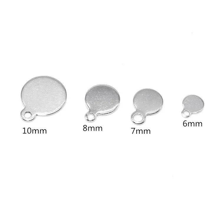 10pcs Stainless steel oval piece necklace Pendant Metal small round piece stainless steel chain accessories engraved logo