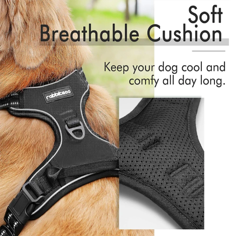 Dog Harness Anti-Pull Pet Harness Adjustable Soft Dog Vest Reflective Anti-Suffocation Pet Oxford Vest Pet Collar Pet Supplies