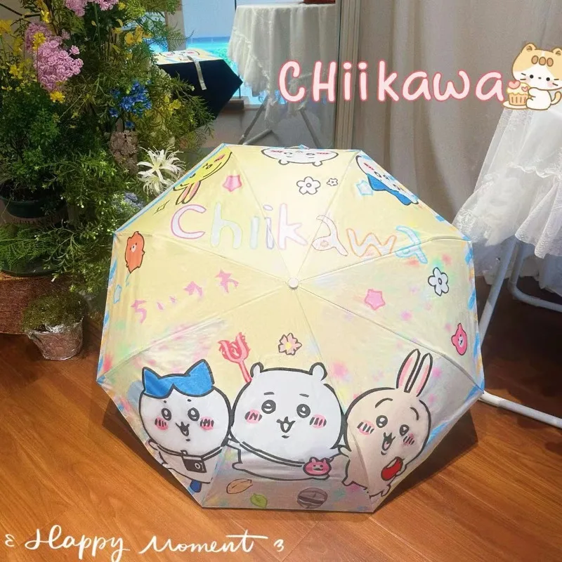 Minso Youpin New Anime Cartoon Cute Chiikawa Automatic Umbrella Rain or Shine Folding Sunshade Sun Protection UV Umbrella Gift